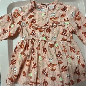 Wrangler Peach Western Print Long-Sleeve Dress